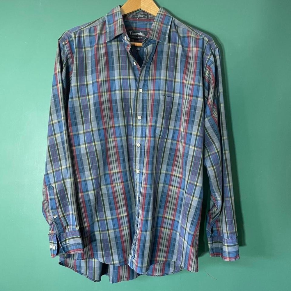 Vintage Thornhill blue plaid button up shirt